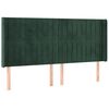vidaXL Cabeceira de cama c/ LED veludo 203x16x118/128 cm verde-escuro