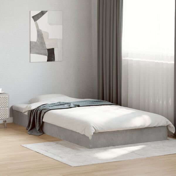 vidaXL Estrutura de cama 90x190 cm derivados de madeira cinza cimento