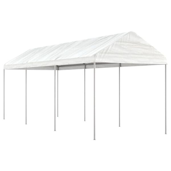 vidaXL Gazebo com telhado 6,69x2,28x2,69 m polietileno branco