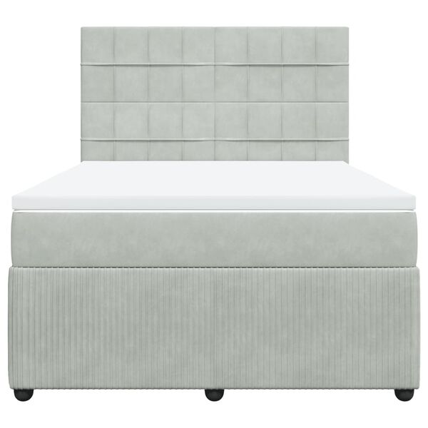 vidaXL Cama com molas/colch&atilde;o 140x200 cm veludo cinzento-claro