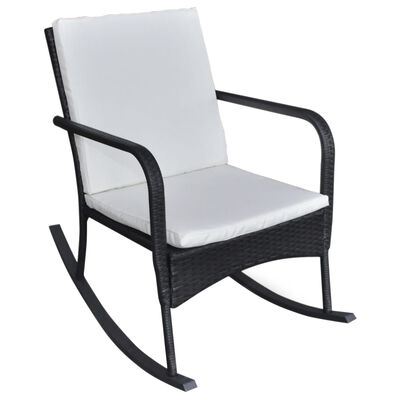 vidaXL Cadeira de baloiço para jardim vime PE preto