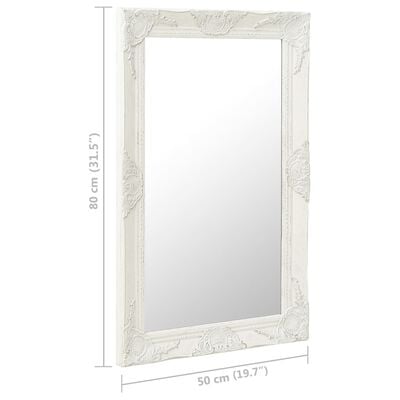 vidaXL Espelho de parede estilo barroco 50x80 cm branco