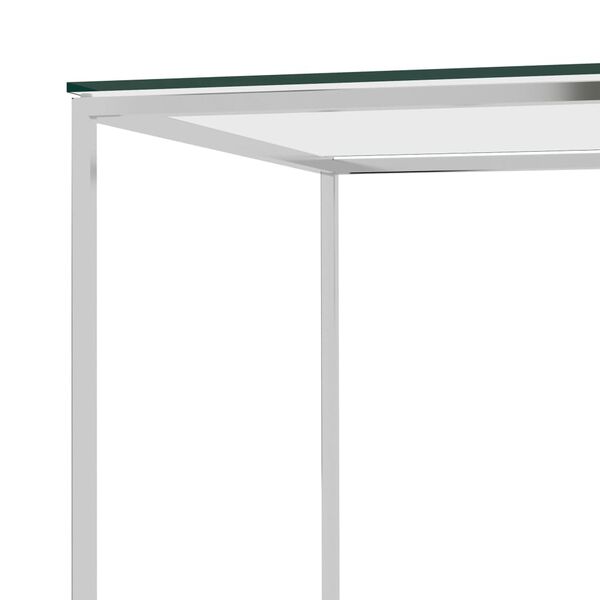 vidaXL Mesa de centro 90x50x43 cm a&ccedil;o inoxid&aacute;vel prateado e vidro