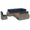 vidaXL Conjunto de sof&aacute; de jardim de 9 pe&ccedil;as com almofadas em rattan sint&eacute;tico cinza