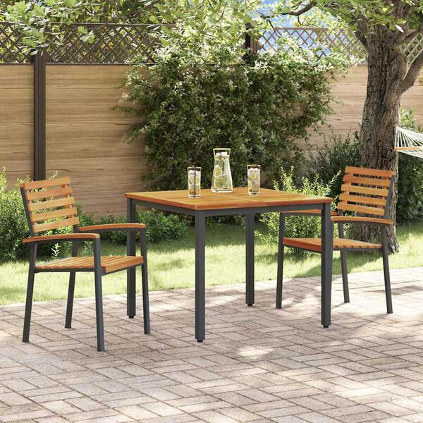 vidaXL Conjunto de Jantar para Jardim 3 pcs Preto