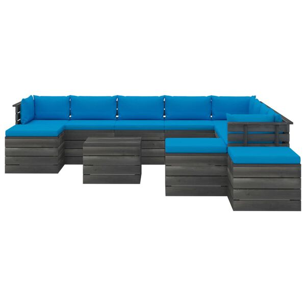 vidaXL 12 pcs conjunto lounge de paletes com almofad&otilde;es pinho maci&ccedil;o