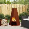 vidaXL Fire Pit Castanho 50 x 50 x 100 cm A&ccedil;o