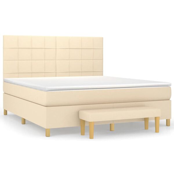 vidaXL Cama com molas/colch&atilde;o 180x200 cm tecido cor creme