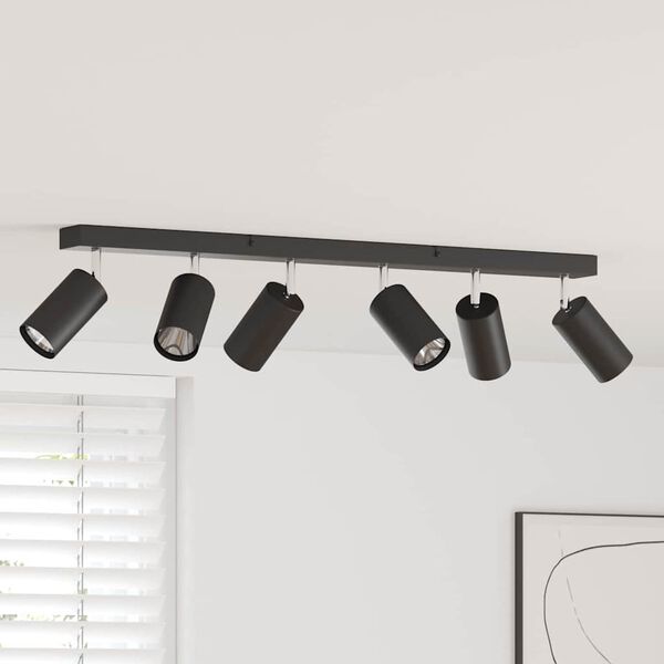 vidaXL Foco de teto com holofotes Preto 73 x 6 x 16 cm Metal