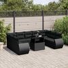 vidaXL 10 pcs conjunto sof&aacute;s de jardim c/ almofad&otilde;es vime PE preto