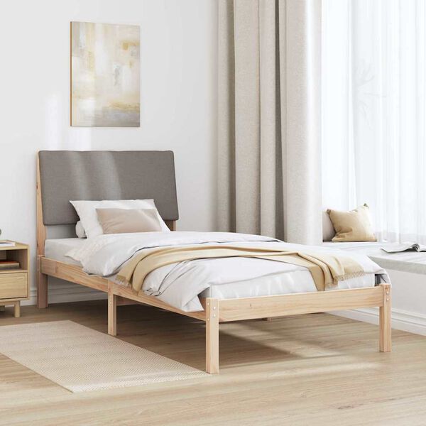 vidaXL Estrutura da cama com cabeceira Marrom e taupe 90 x 190 cm