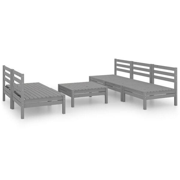vidaXL 6 pcs conjunto lounge de jardim pinho maci&ccedil;o cinzento