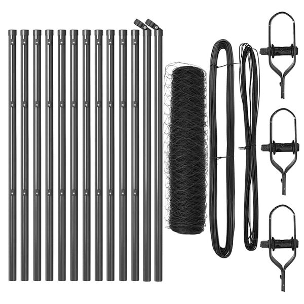 vidaXL Poste de Cerca Cinzeto 25 x 0,6 m (malha de 36 mm) A&ccedil;o e PVC