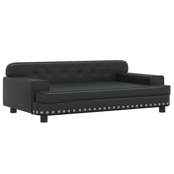 vidaXL Cama para c&atilde;es 90x53x30 cm couro artificial preto