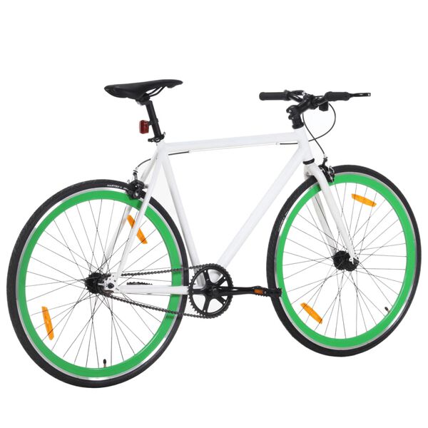 vidaXL Bicicleta de mudan&ccedil;as fixas 700c 59 cm branco e verde