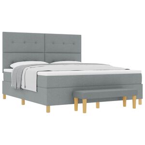 vidaXL Cama Box com colch&atilde;o Cinzento-claro 180 x 200 cm tecido