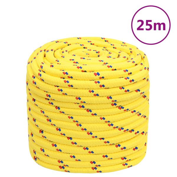 vidaXL Corda de barco 16 mm 25 m polipropileno amarelo