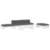 vidaXL 5pcs conjunto lounge jardim c/ almofad&otilde;es madeira maci&ccedil;a branco