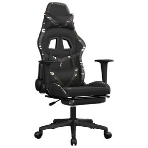 vidaXL Cadeira gaming massagens apoio p&eacute;s couro artif preto/camuflagem