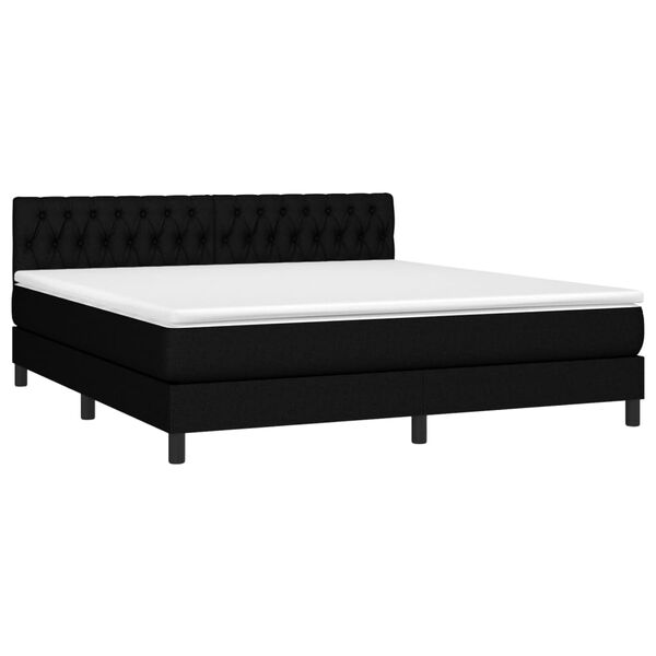 vidaXL Cama box spring c/ colch&atilde;o e LED 180x200 cm tecido preto