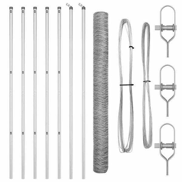 vidaXL Poste de Cerca Prateado 10 x 1,6 m (malha de 50 mm) A&ccedil;o