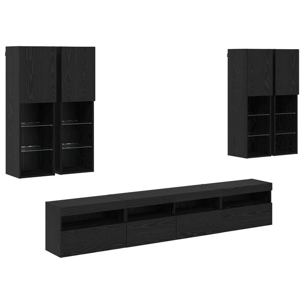 vidaXL Conjunto de Gabinete de TV na Parede com Luzes LED 7 pcs