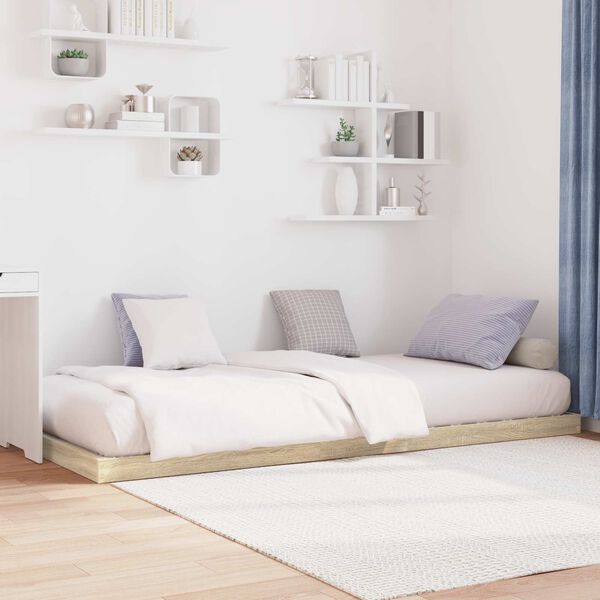 vidaXL Estrutura de cama de ch&atilde;o Sonoma 75 x 190 cm Madeira processada