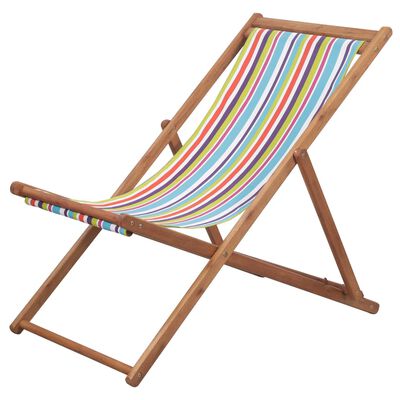 vidaXL Cadeira de praia dobrável tecido estrutura madeira multicolor