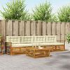 vidaXL Conjunto de Sof&aacute;s para Exterior 5 pcs Natural e Creme