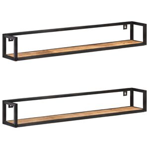 vidaXL Prateleiras de parede 2 pcs 120 cm madeira de mangueira &aacute;spera
