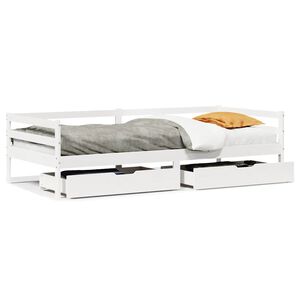 vidaXL Sofá-cama c/ gavetas 90x200cm madeira de pinho maciça branco