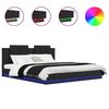 vidaXL Estrutura de Cama com Cabeceira Carvalho Preto 200 x 200 cm