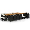 vidaXL 19 pcs conjunto jantar p/ jardim c/ almofad&otilde;es vime PE preto