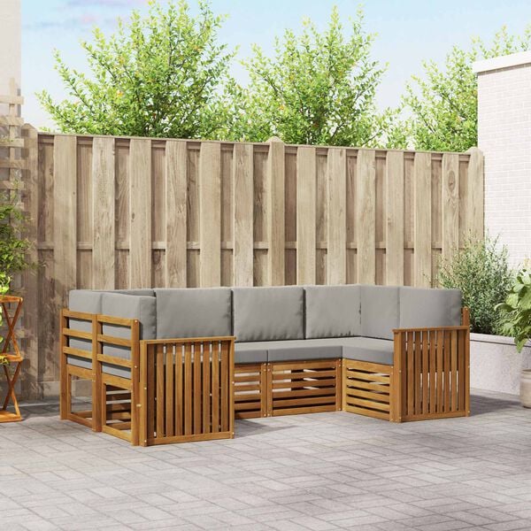 vidaXL Conjuntos de sof&aacute;s com almofada 6 pcs Cinza Natural e Claro