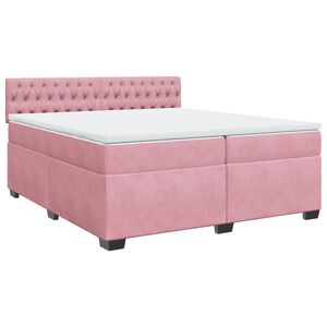 vidaXL Cama com molas/colch&atilde;o 200x200 cm veludo rosa