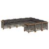 vidaXL 10 pcs conjunto sof&aacute;s de jardim c/ almofad&otilde;es vime PE cinzento
