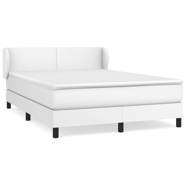 vidaXL Cama com molas/colch&atilde;o 140x200 cm couro artificial branco