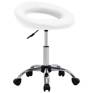 vidaXL Cadeira de trabalho com rodas couro artificial branco
