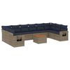 vidaXL Conjunto de sof&aacute; de jardim com 11 pe&ccedil;as e almofadas em rattan sint&eacute;tico cinza