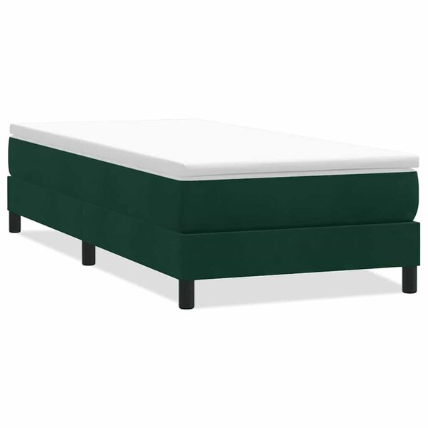 vidaXL Box Cama de primavera sem Colch&atilde;o Verde Escuro 80x210 cm Veludo