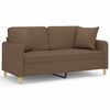 vidaXL Sof&aacute; 2 lugares + almofadas decorativas 140 cm tecido castanho
