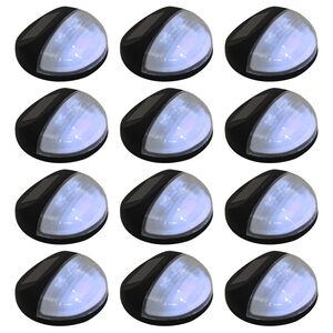vidaXL Candeeiro de parede solar LED de exterior 12 pcs preto redondo
