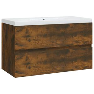 vidaXL Arm&aacute;rio c/ lavat&oacute;rio embutido derivados madeira carvalho fumado