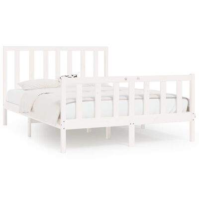 vidaXL Estrutura de cama 120x200 cm madeira maciça branco