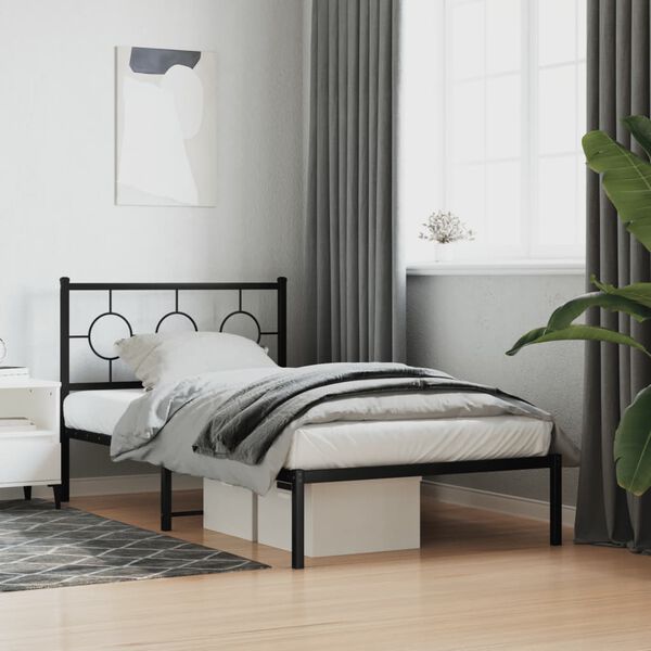 vidaXL Estrutura de cama com cabeceira 100x190 cm metal preto