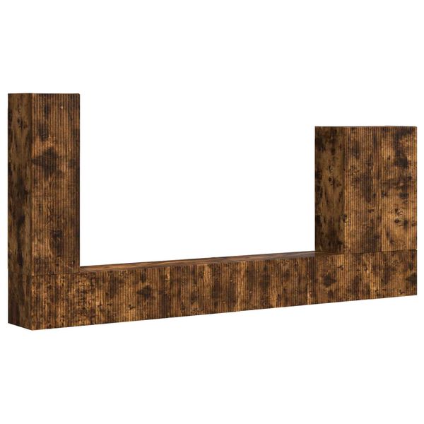 vidaXL Conjunto de Gabinete de Parede para TV 6 pcs Carvalho Defumado