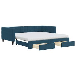 vidaXL Sof&aacute;-cama com gavet&atilde;o e gavetas 100x200 cm veludo azul