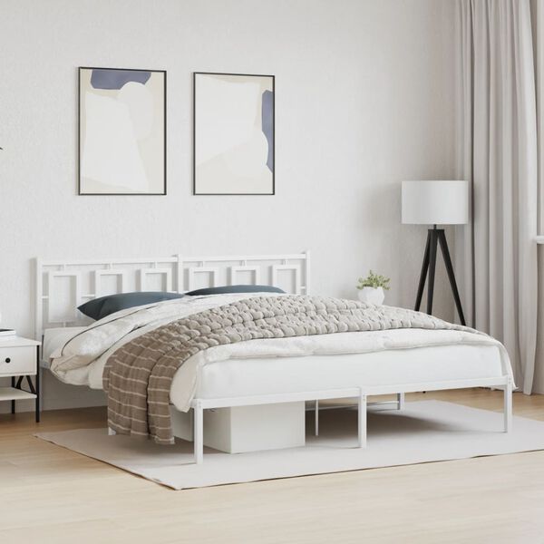 vidaXL Estrutura de cama com cabeceira 183x213 cm metal branco
