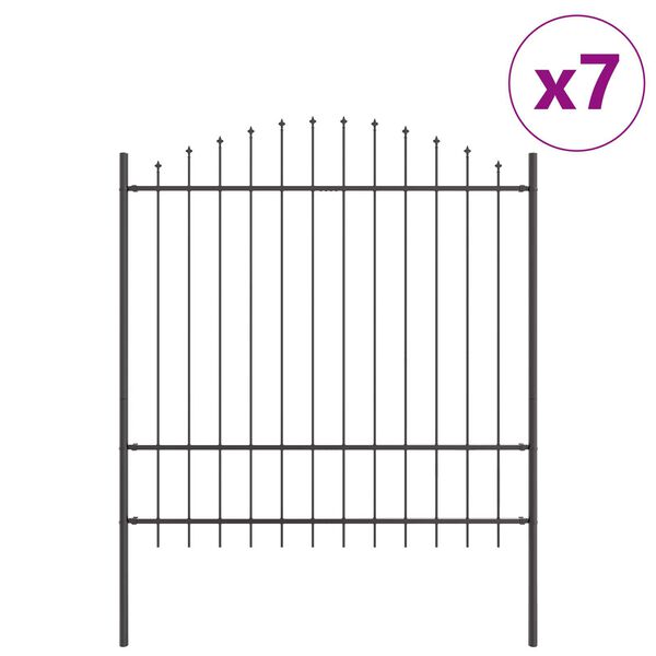vidaXL Cerca para Jardim 7 pcs Cinzeto 170 x 215 cm A&ccedil;o revestido a p&oacute;