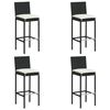 vidaXL 5 pcs conjunto de bar p/ jardim c/ almofad&otilde;es vime PE preto